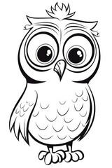 Fototapeta premium Whimsical owl illustration art studio coloring page creative space close-up fun for kids