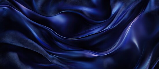 Fototapeta premium Dark blue gradient texture with smooth flowing fabric featuring deep navy shades creating a rich and elegant visual effect in design elements