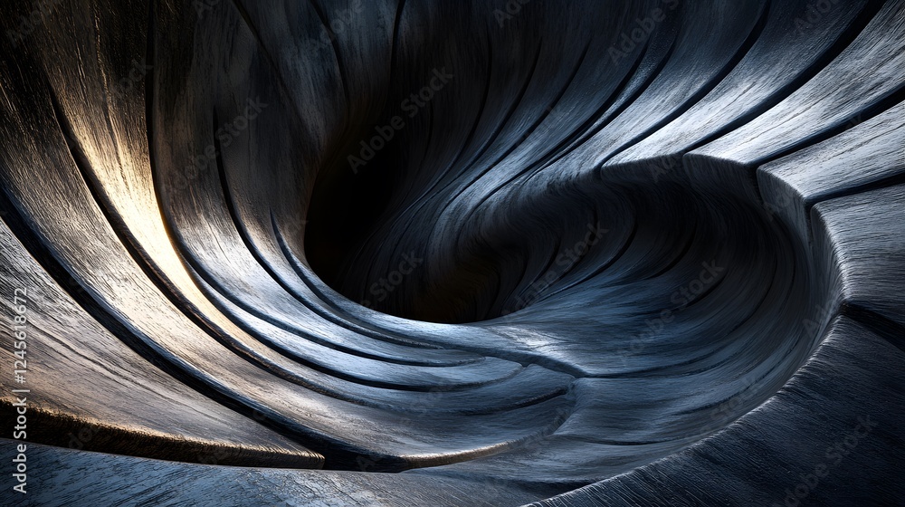 Aufkleber large ocean wave with gravity well visualization and funnel shapes in a blue and white color scheme