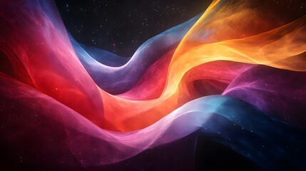 Fototapeta premium Colorful abstract background with geometric nebula designs swirling in vibrant colors against a black backdrop