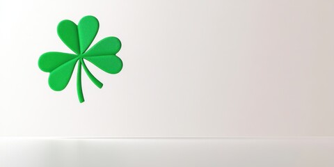 A Vibrant Green Shamrock Against a Pristine White Background: A Minimalist St Patricks Day Design