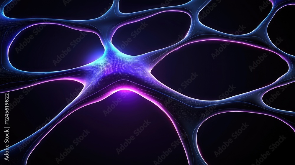 Poster exploring abstract neural patterns digital art 3d visuals dark background close-up perspective techn