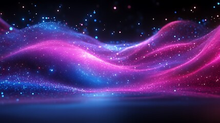 Fototapeta premium Abstract Pink and Blue Glittering Wave Design