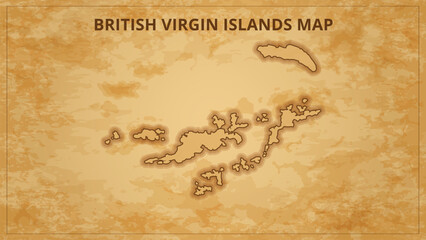 A Vintage Map Depicting the Borders of the British Virgin Islands. British Virgin Islands map with federal states in A vintage map based background, Political British Virgin Islands Map