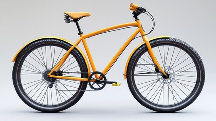 Yellow bicycle studio shot, neutral background, transport, advertisement