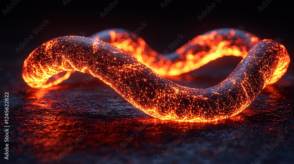 Poster glowing lava-like snake with intricate patterns illuminating against a dark background, showcasing v