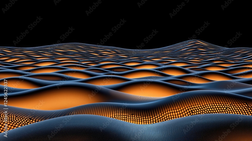 Poster dynamic wave patterns abstract landscape digital art modern aesthetics wide view visual representati