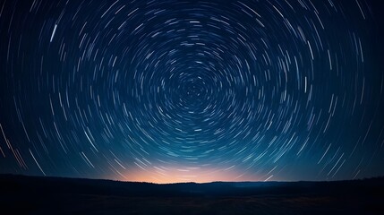 Star trails and dimensional starfield layers in the night sky with a vibrant display of stars