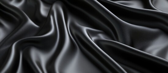 Fototapeta premium Smooth black leather textile with a rich sheen and subtle wrinkles creating an elegant texture ideal for backgrounds in creative design projects.