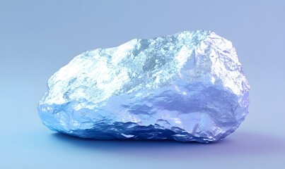 Fototapeta premium Iridescent rock on blue background, studio shot, product display