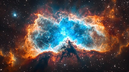 Obraz premium Colorful nebula in the night sky with stars and vibrant shapes in various tones and hues