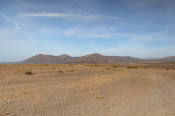 Typical arid and volcanic landscape in Betancuria Rural Park