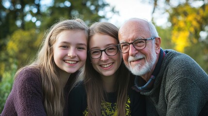 Fototapeta premium Happy Family Portrait with Mother, Father, Grandparents, and Children. Smiling Group of Adults and Kids Showing Generational Bonding