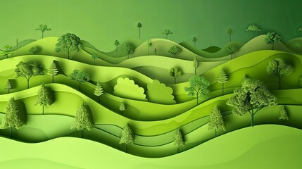 Green eco friendly environment and ecology concept paper art style background