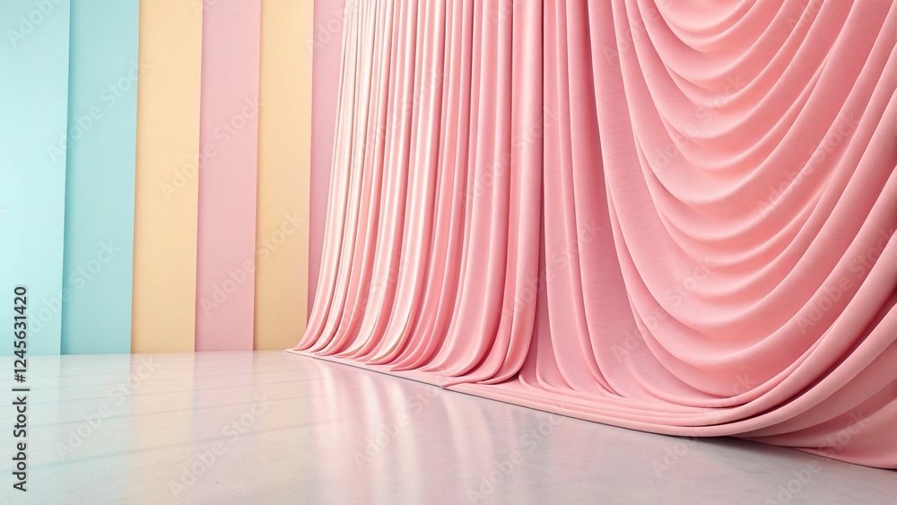 Aufkleber A pink and blue abstract background with curved lines, modern flowing pattern in pastel tones, smooth texture design, fluid gradient backdrop for creative digital art and graphic projects.