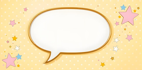 Speech Bubble with Stars on Polka Dot Background