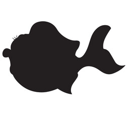 Cute cartoon hand drawn vector fish icon silhouette.