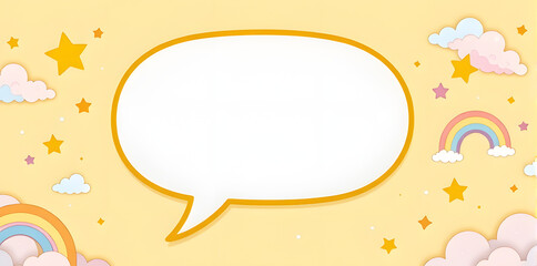 Cute Speech Bubble with Rainbows and Stars