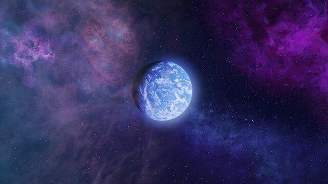 Earth in the vast cosmos

Earth floats serenely in the vastness of space, surrounded by a stunning purple and blue nebula. The stars in the background add to the majestic view of our planet in the cos
