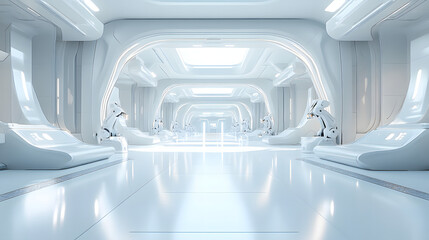 futuristic interior of a subway station in industry 5.0