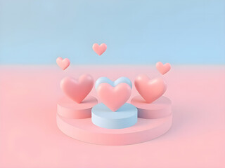 Pink heart-shaped box with romantic decorations for Valentine's Day celebration