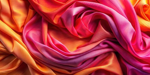 Obraz premium A Vibrant Tapestry of Warm Hues Abstract Draped Fabric in Rich Orange, Pink, and Crimson Shades