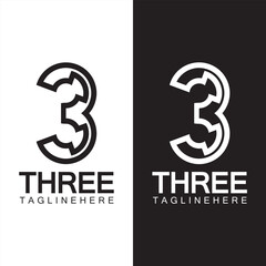 Number 3 logo vector icon design template elements