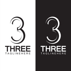 Number 3 logo vector icon design template elements