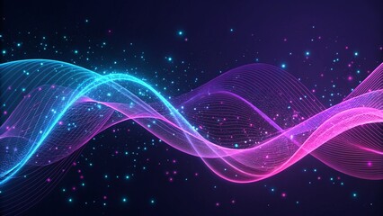 Obraz premium A purple and blue abstract background with glowing lines, digital energy flow in vibrant neon light, futuristic motion design backdrop for technology, science, or virtual visual concepts