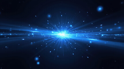 Naklejka premium Blue light burst in space with streaks.