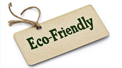 Eco-Friendly Tag. A tag with the words Eco-Friendly in green on a white background, perfect for organic products