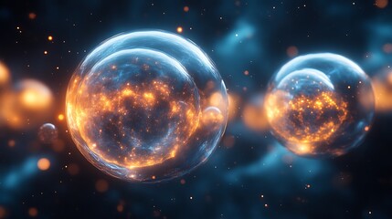 Celestial Orbs Glowing With Inner Fire And Light