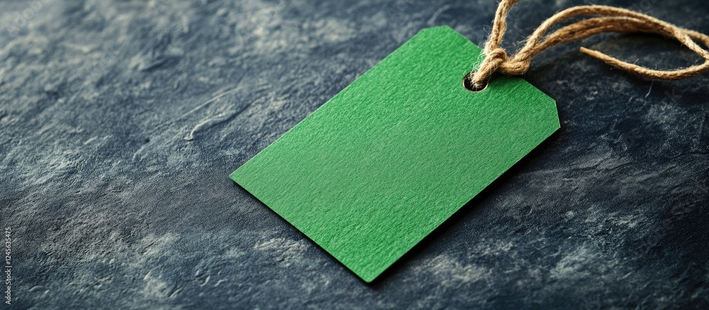 Poster Green security tag label mockup with ample copy space positioned centrally on a textured dark background ideal for customizable security labeling needs