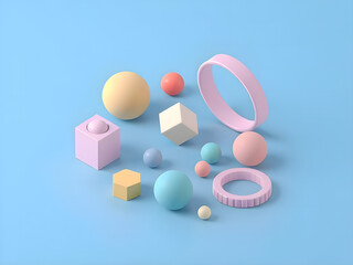 Colorful plastic toy blocks in a circle arrangement on a white background