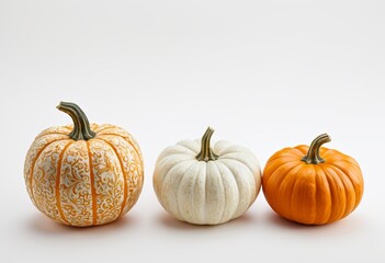 Fototapeta premium Close-up of a pumpkin on a white background in Madrid, Spain