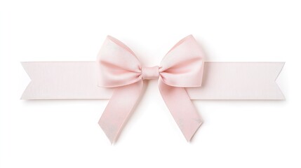 Elegant Ribbon Bow and Card Note with Paper Label Isolated on White Background. Perfect for Decorative and Craft Purposes