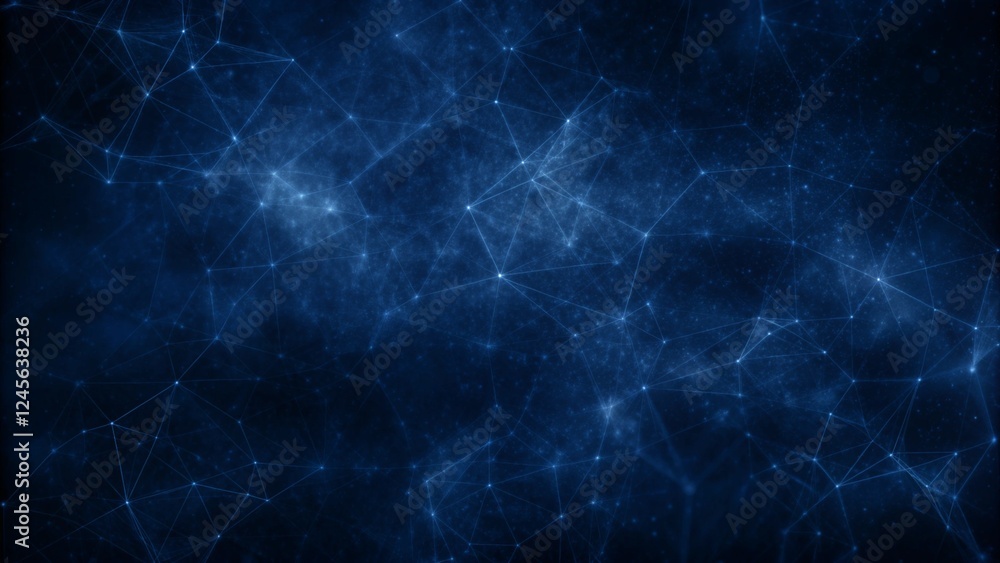 Aufkleber Abstract digital technology system platform dot line light stars galaxy connecting cyber space flow background, future innovation technology abstract presentation background concept, 3D Rendering