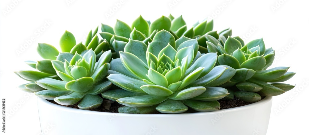 Poster succulent plants in a white pot displaying various shades of green, arranged in a circular pattern a