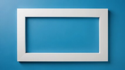 White decorative frame on a blue background, emphasizing modern design and vibrant colors
