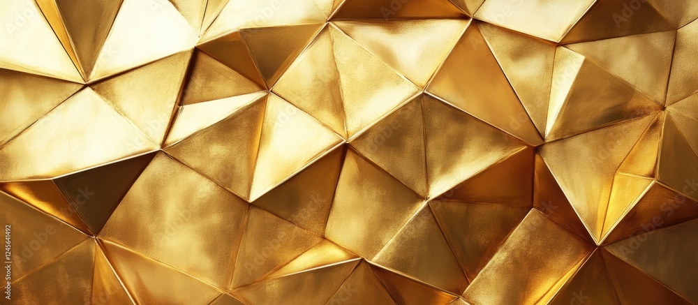 Aufkleber geometric gold foil textured background with varying triangular shapes reflecting light, primarily i