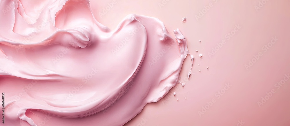 Aufkleber Natural yogurt texture spread on a soft pink background with ample copy space on the right side ideal for nutritional snack or breakfast ads