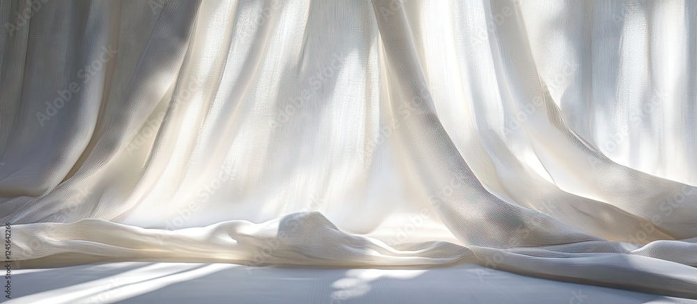 Leinwandbilder soft white fabric draped gracefully with gentle folds, capturing natural light and shadows, creating