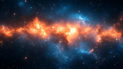 Fototapeta premium Celestial Nebula Cosmic Cloudscape Orange Blue Stars