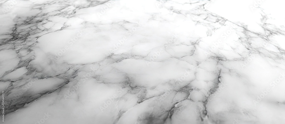 Poster High resolution elegant white marble texture with subtle gray veins positioned diagonally across the surface ideal for stylish kitchen or bathroom designs
