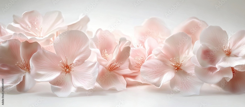 Poster delicate pink flowers arranged gracefully on a soft white background create a charming feminine wall