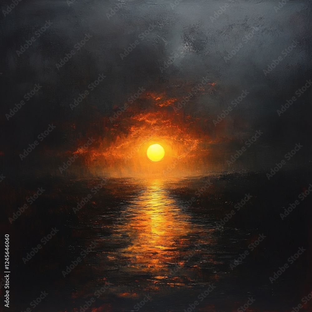 Poster radiant glowing light breaks through the blackness exuding warmth and serenity its brightness speaks