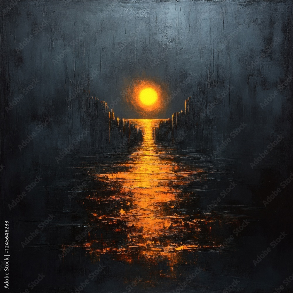 Poster radiant glowing light breaks through the blackness exuding warmth and serenity its brightness speaks