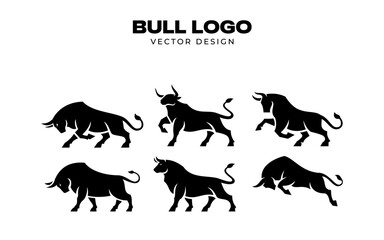 set bull logo vector design illustration, logo collection