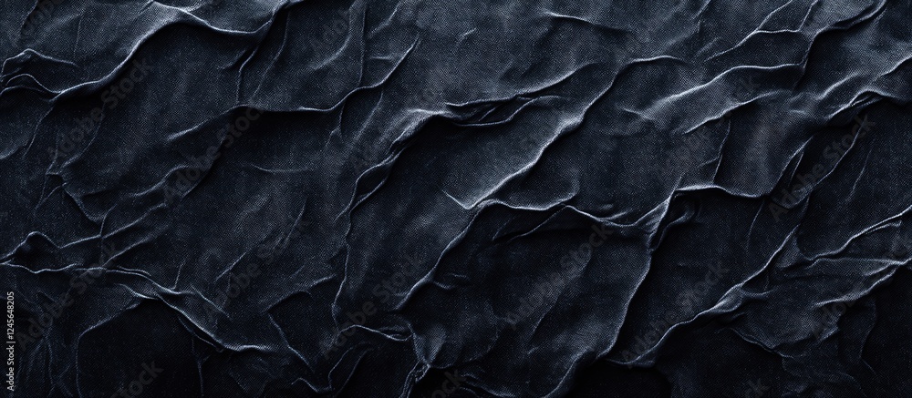Poster dark slate blue organic cotton fabric texture showcasing rich depth and visible threads with a wavy 