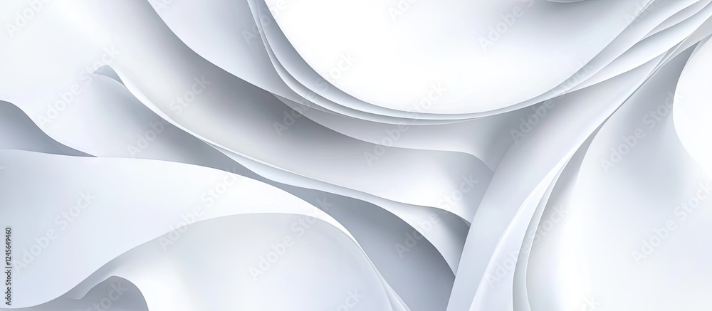 Poster elegant white a4 paper sheets with fluid wave patterns, showcasing texture and depth, perfect for cr